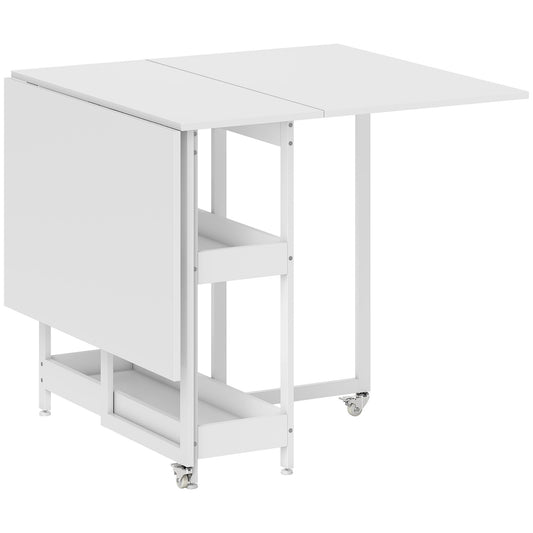 Luloso Wooden White Drop Leaf Dining Table Seating 4
