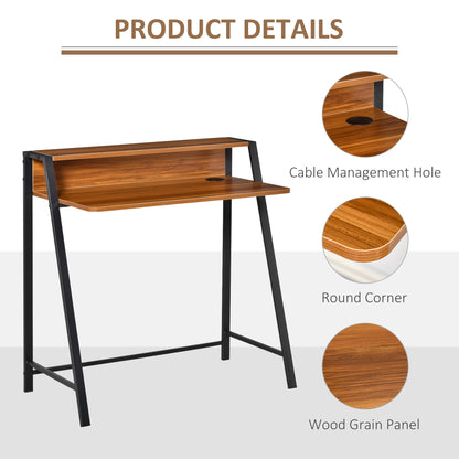 Mifaha 84cm Wooden Walnut Compact Writing Desk With Storage Shelf