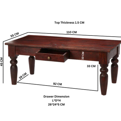 Oxford Mahogany Mango Wood Coffee Table 1 Drawer