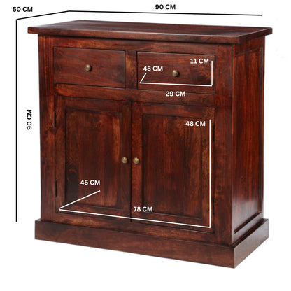 Oxford Mahogany Mango Wood Storage Cabinet 2 Drawers 2 Doors