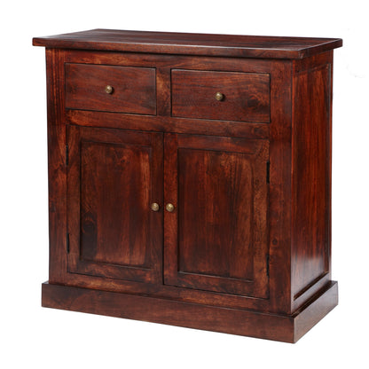 Oxford Mahogany Mango Wood Storage Cabinet 2 Drawers 2 Doors
