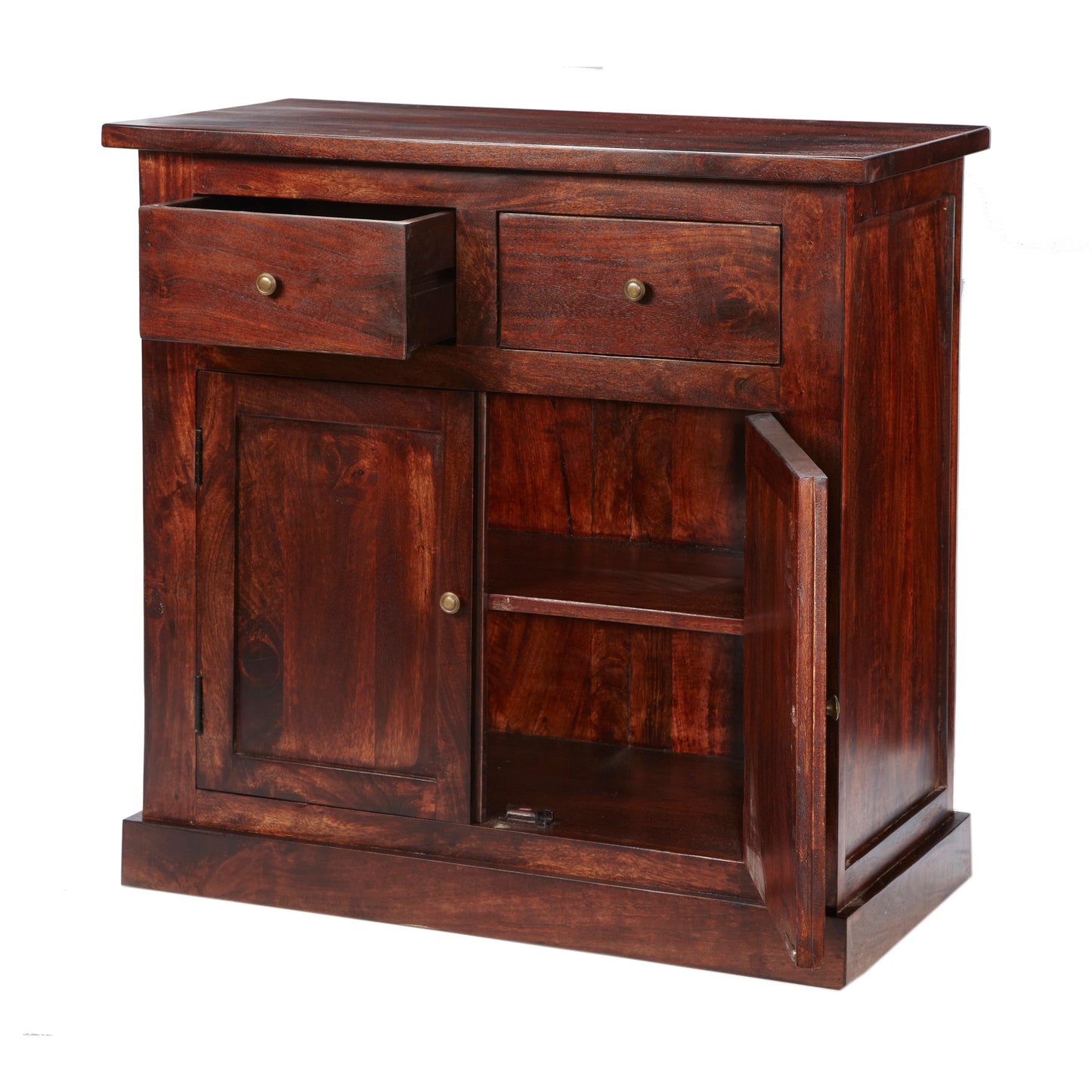 Oxford Mahogany Mango Wood Storage Cabinet 2 Drawers 2 Doors