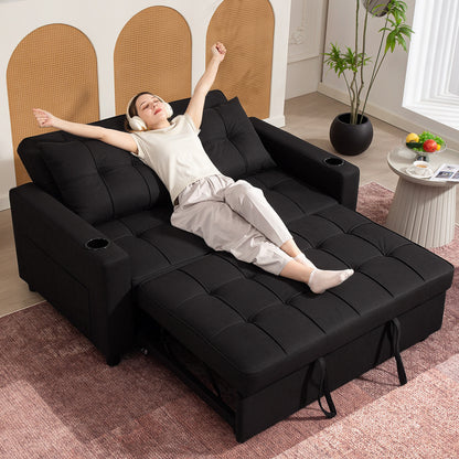 Kanovi Fabric Black 2 Seater Pull Out Sofa Bed