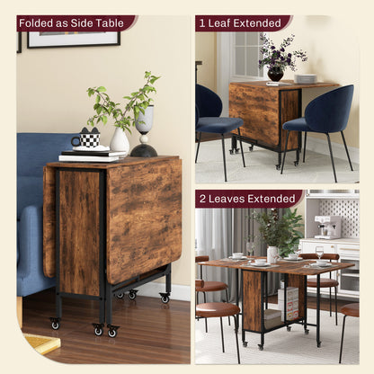Nilanana Wooden Rustic Brown And Black Drop Leaf Dining Table Seating 6