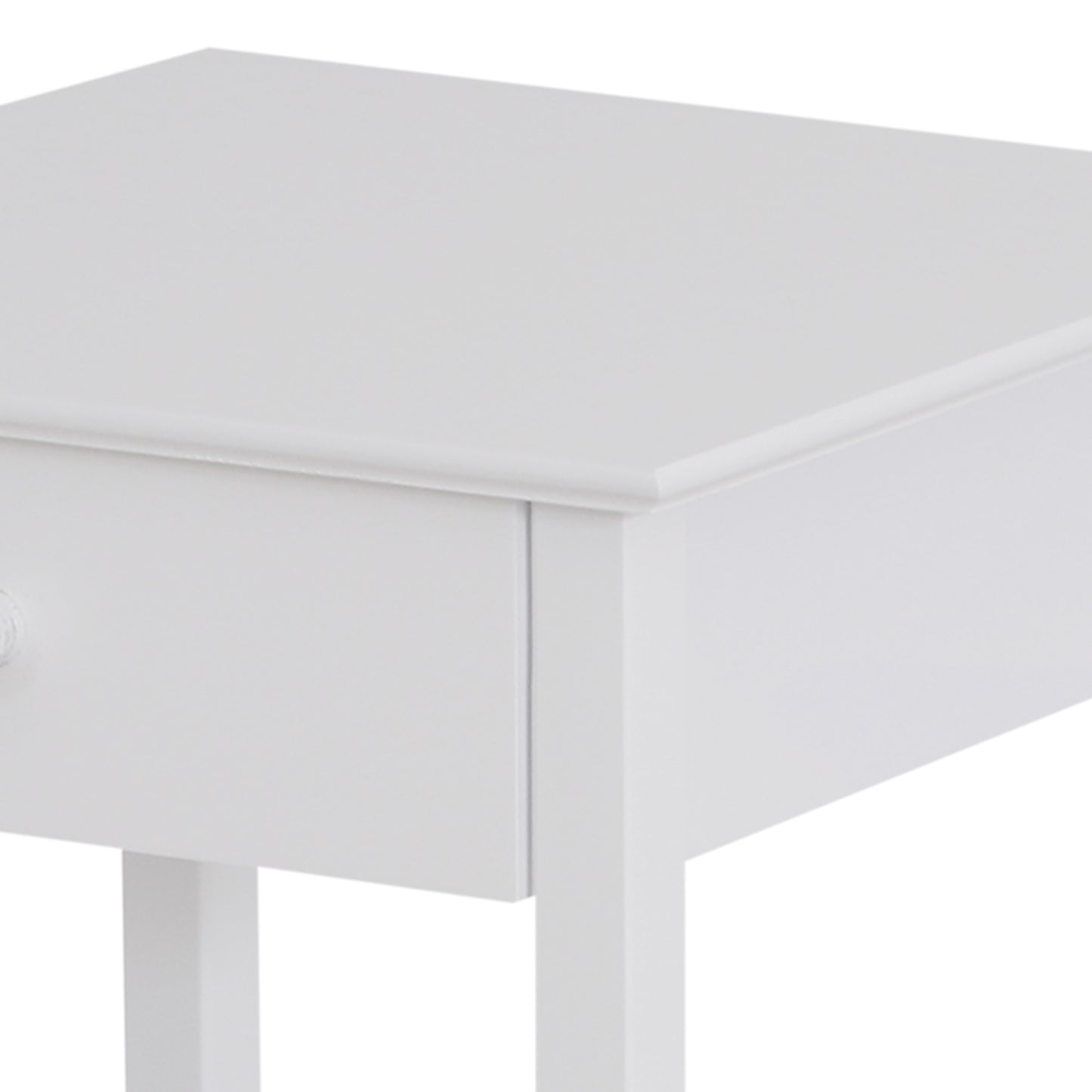 Neka Wooden White Bedside Table With Drawer And OFauxn Shelf