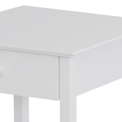 Neka Wooden White Bedside Table With Drawer And OFauxn Shelf
