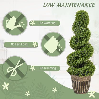 Faha Set Of 2 Artificial Spiral Boxwood Topiary Trees In Pots 90cm