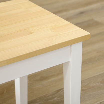 Nirosecco Solid Wood Natural And White Farmhouse Dining Table With Bench Set