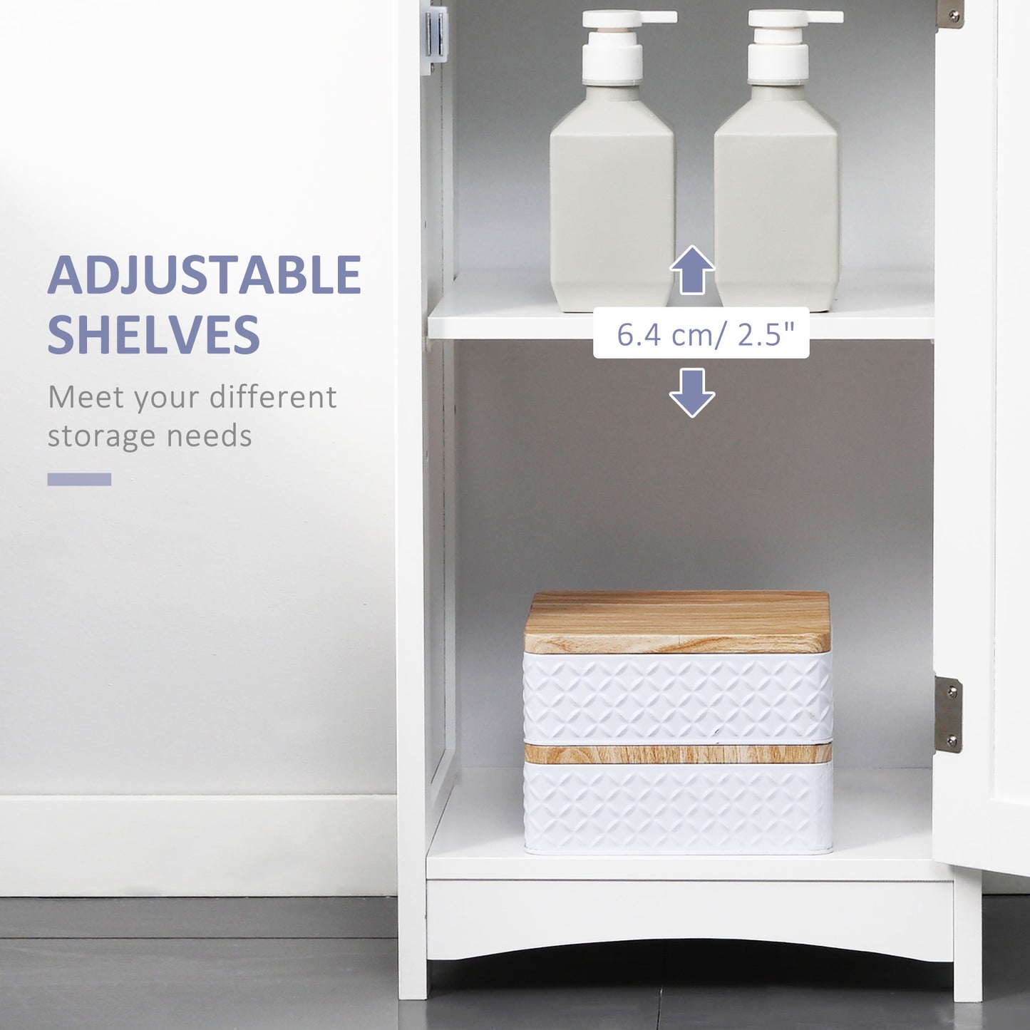 Noka Tall Slim Bathroom Linen Cabinet With Shelves Drawer And Door In White