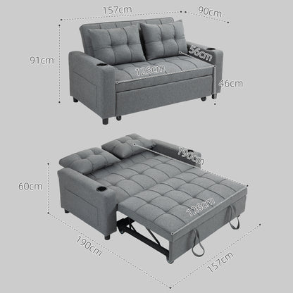 Rireel Diha Dark Grey Upholstered 2 Seater Pull Out Sofa Bed