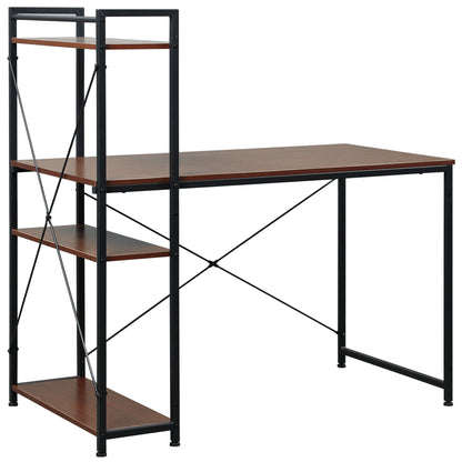 Veva 120cm Metal And Wooden Walnut And Black Reversible Industrial Desk With Side Shelving