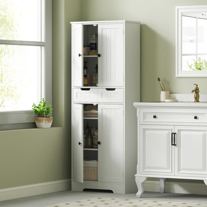 Lucola Tall Freestanding Bathroom Storage Cabinet In White