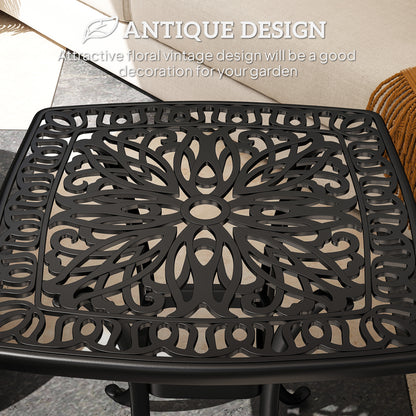 Suro Cast Aluminium Black Outdoor Side Table With Umbrella Hole And Anti Slip Feet