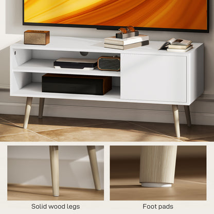 Avalia 110cm White TV Stand For Screens Up To 55 Inches With Open Shelves And Cable Access