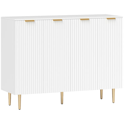 Vinotti Wooden White 4 Door Sideboard 4 Doors 2 Shelves