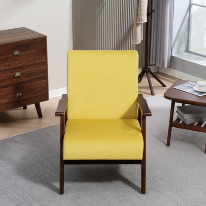 Surano Velvet Champagne Nordic Accent Armchair With Solid Wood Frame And Deep Padding