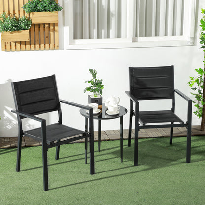 Elhatti Set Of 2 Aluminium Black Stackable Outdoor Garden Chairs