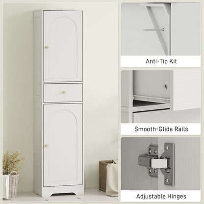 Remodi Bara Tall Bathroom Storage Cabinet With Arched Door Design White