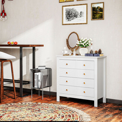 Vedise Wooden White Elegant 5 Drawer Chest Of Drawers