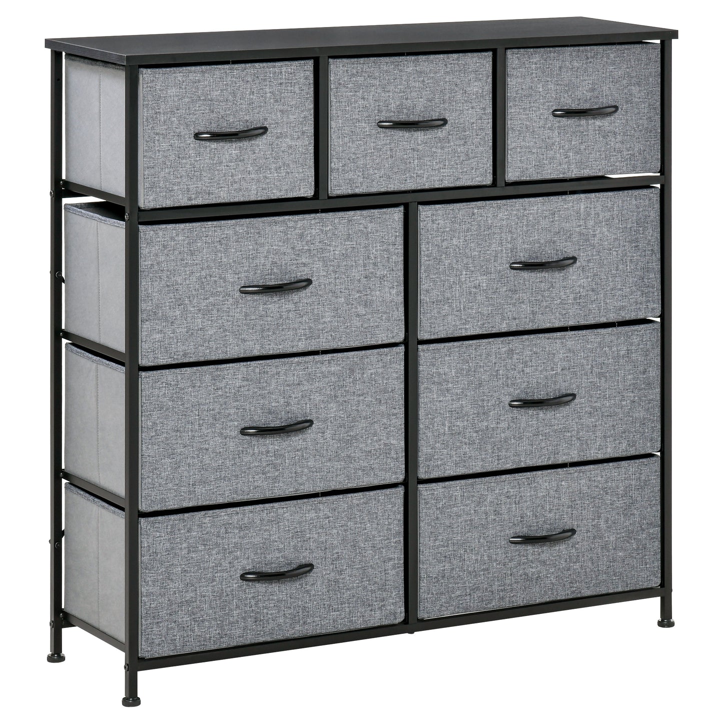 Molisa Metal And Fabric Grey 9 Fabric Drawers Storage Dresser
