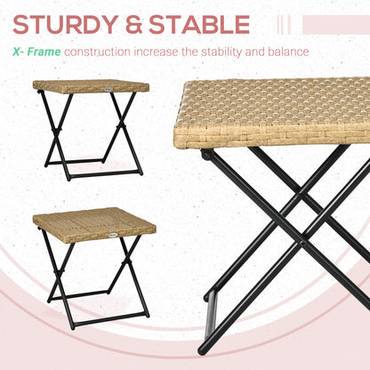 Kenila Natural Rattan Square Folding Garden Bistro Side Table