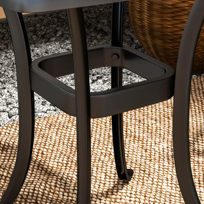 Suro Cast Aluminium Black Outdoor Side Table With Umbrella Hole And Anti Slip Feet