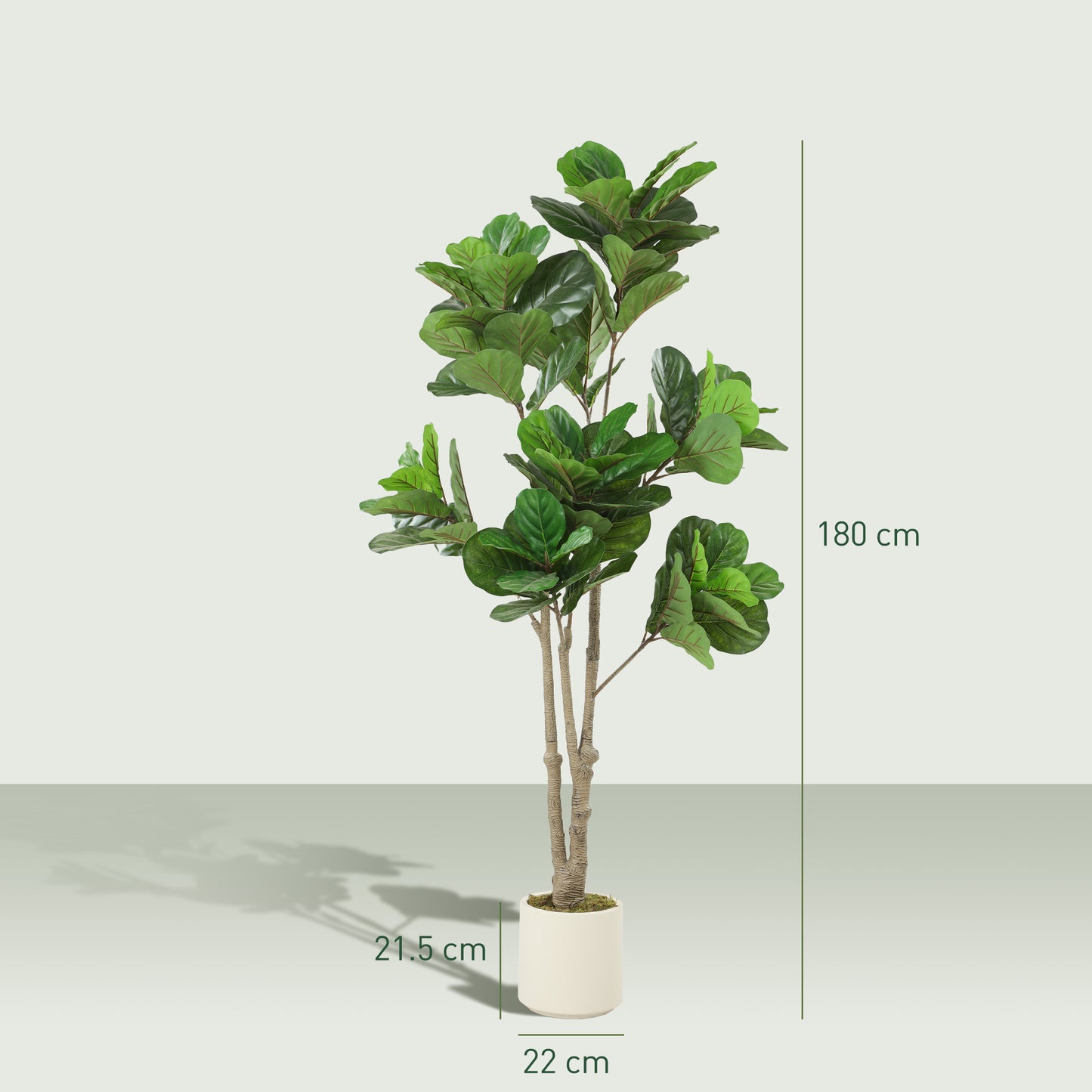 Pararale Artificial Fiddle Leaf Fig Style Tree With Broad Leaves 180cm Green