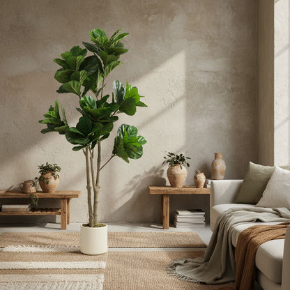 Pararale Artificial Fiddle Leaf Fig Style Tree With Broad Leaves 180cm Green