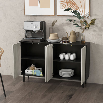Vepamo Neutral Black and Grey Sideboard 4 Doors 2 Shelves