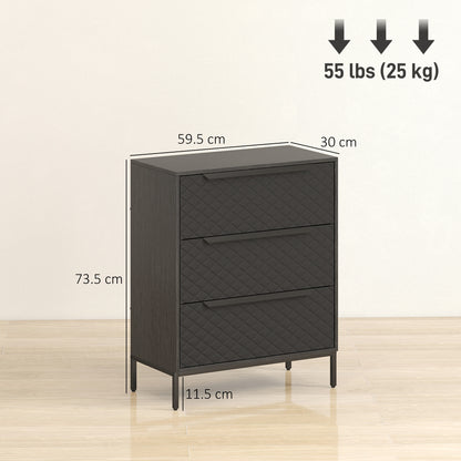 Salimo Metal Black 3 Fabric Drawer Storage Dresser