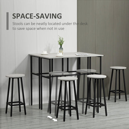 Lura Rika Metal Grey 6 Piece Bar Dining Set With 4 Stools