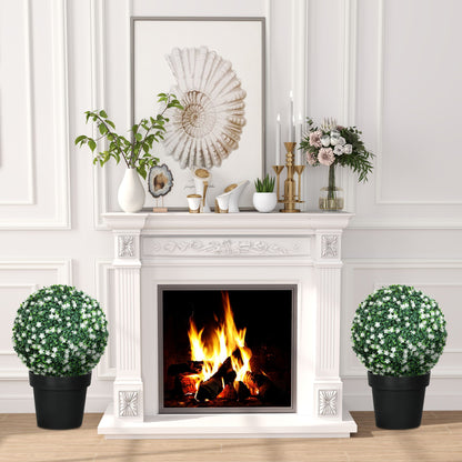Radi Set Of 2 Artificial Boxwood Ball Plants In White Finish