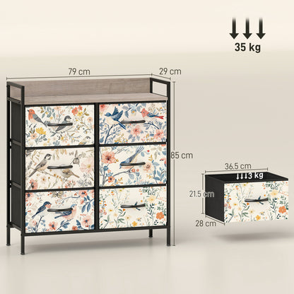 Tonona Wooden White 6 Drawer Storage Chest