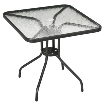 Laloke Metal And Glass Square Garden Dining Table With Umbrella Hole