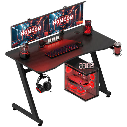 Hanaba 120cm Steel Frame Black Gaming Desk With Cup Holder Headphone Hook And Cable Management