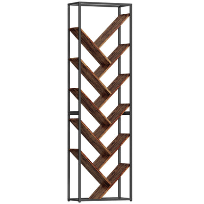 Dico Metal And Wood Black And Brown 10 Tier Industrial Display Bookcase