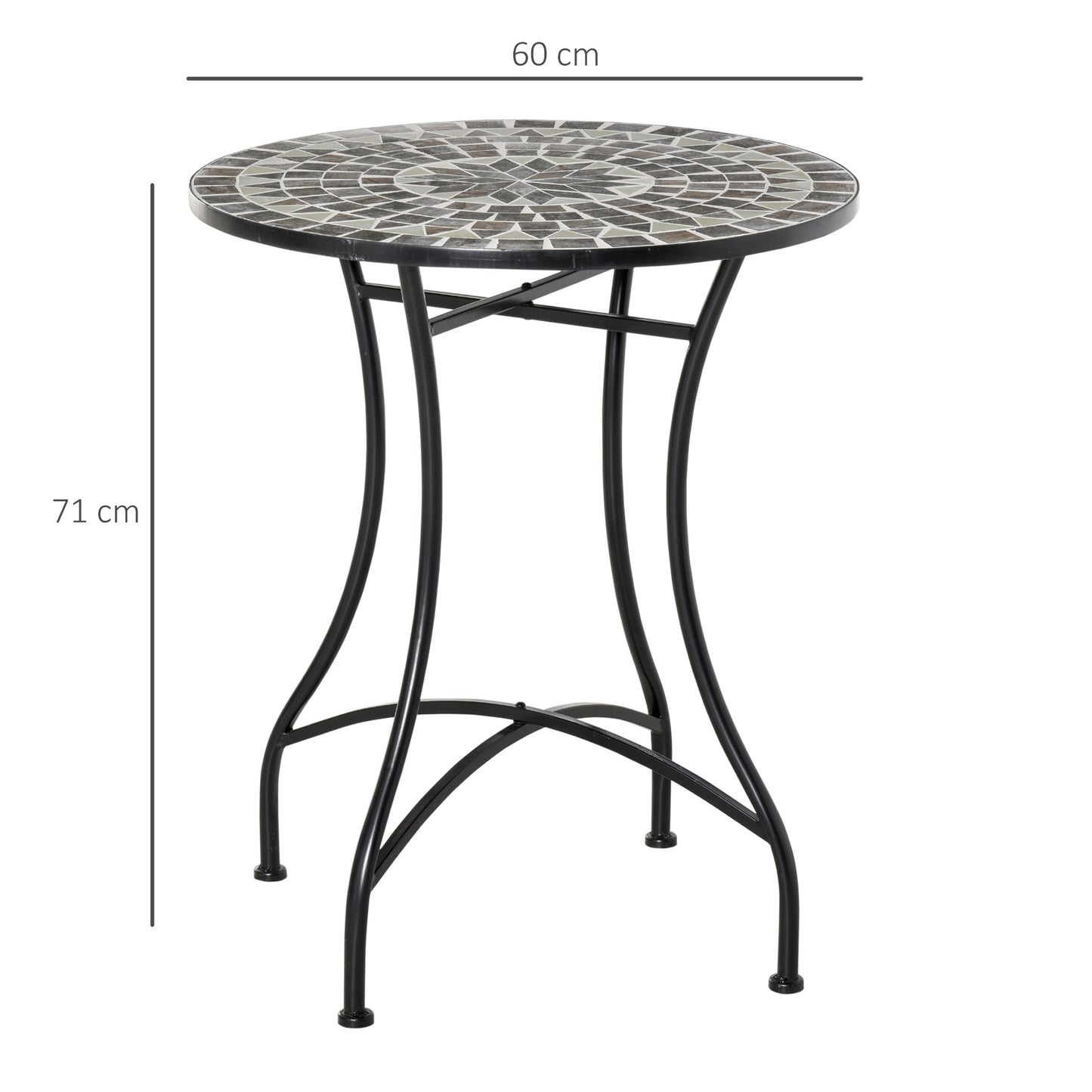 Sesori Ceramic Grey And Black Round Mosaic Garden Table