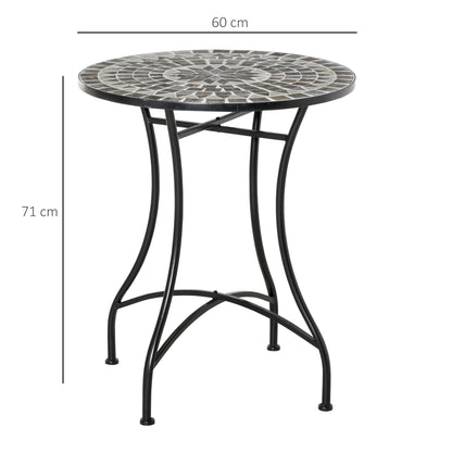 Sesori Ceramic Grey And Black Round Mosaic Garden Table