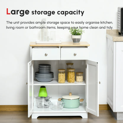Colalu Wooden Kitchen Cabinet With Solid Natural Top 2 Doors 2 Drawers