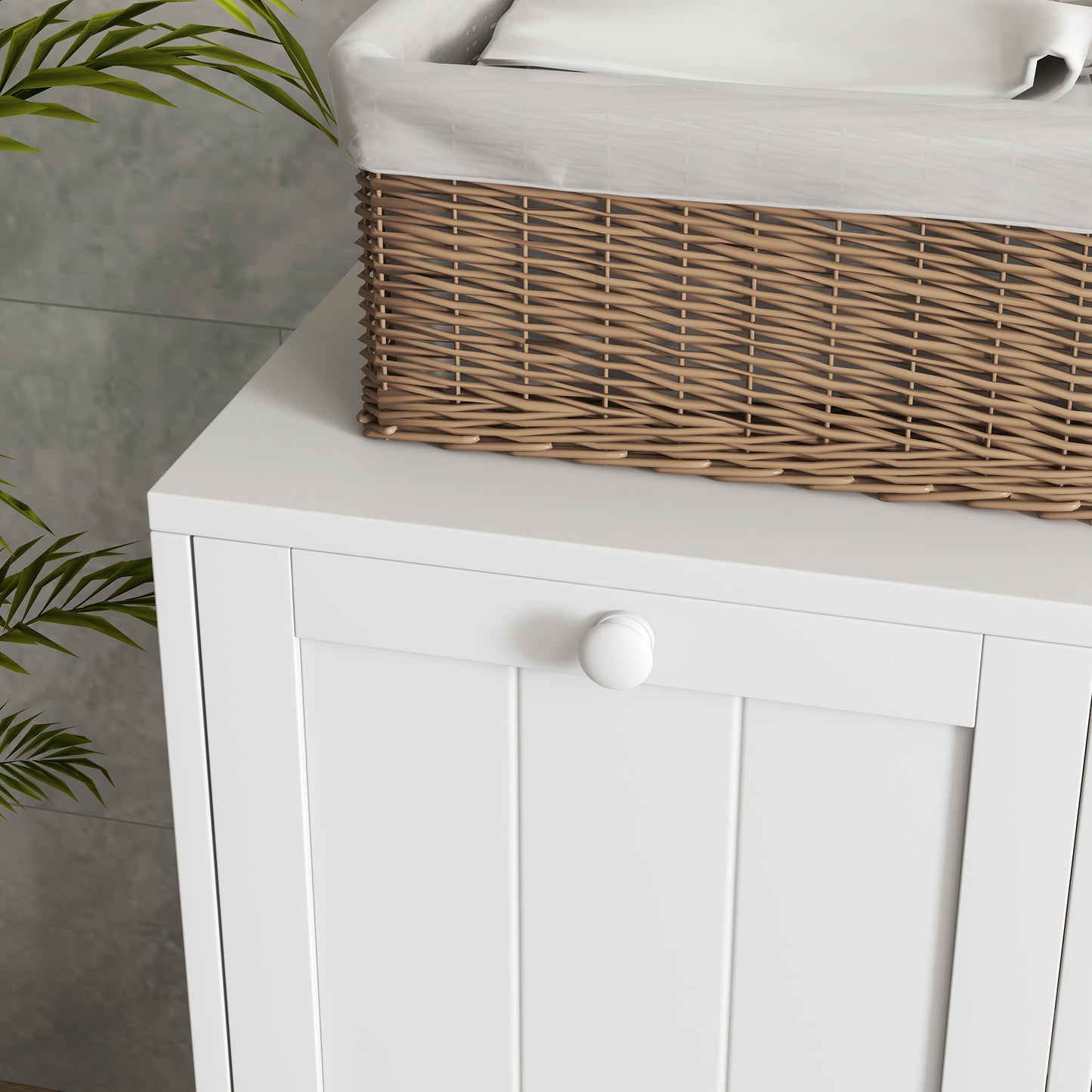 Nema White Double HamFauxr Laundry Storage Cabinet