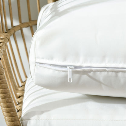 Tasudo Natural String Rattan Egg Chair With White Cushions And Pillows