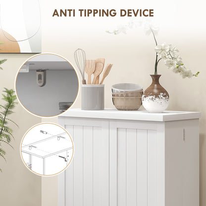 Kanese Wooden White 6 Tier Kitchen Pantry Cabinet With Slatted Door Racks