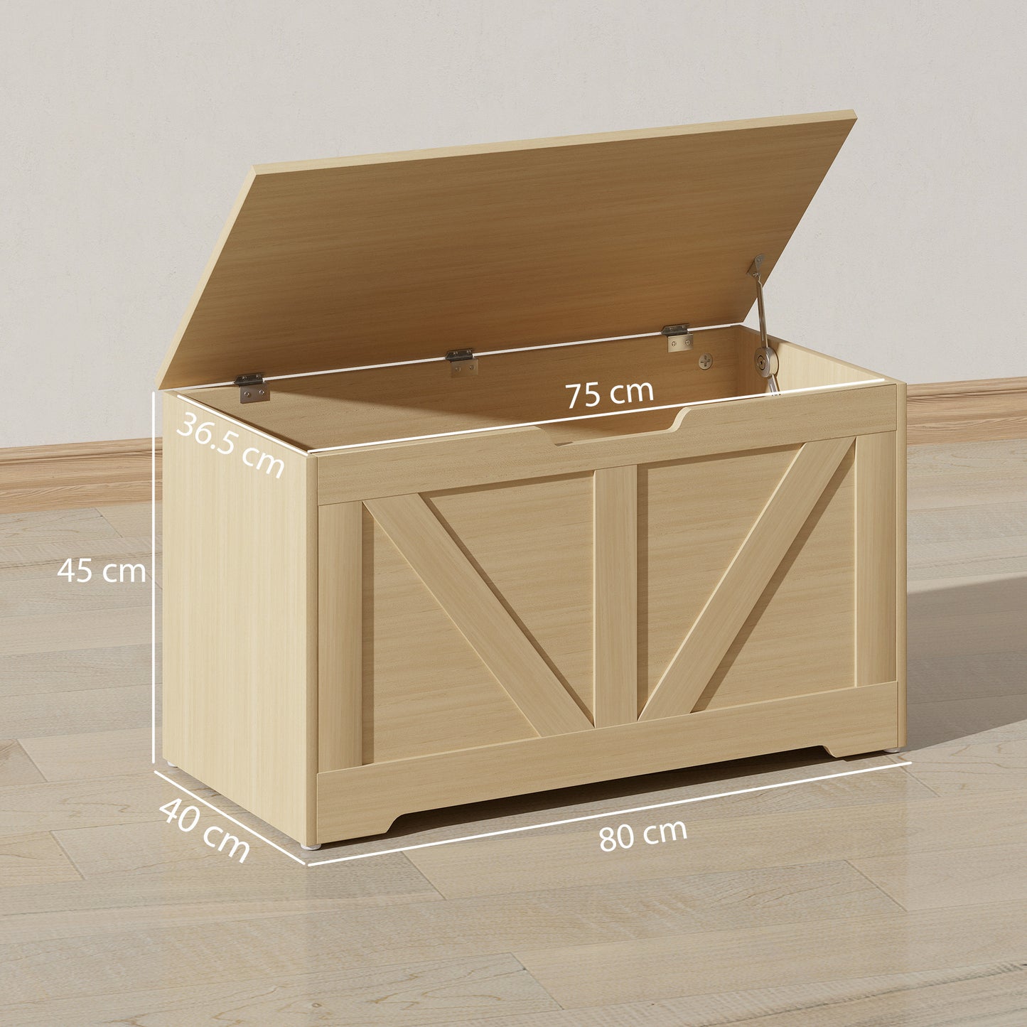 Yolu Vina Natural Wood Effect Storage Chest With Safety Hinges 100 Litre