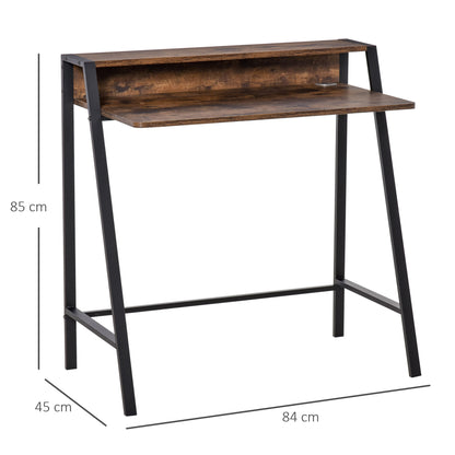 Hala 84cm Rustic Brown Compact Writing Desk With Integrated Storage Shelves