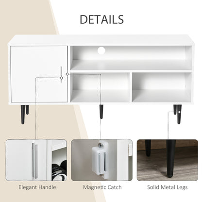 Satazi 120cm Wooden White TV Storage Unit 1 Drawer Open Shelving For Screens Up To 60 Inches