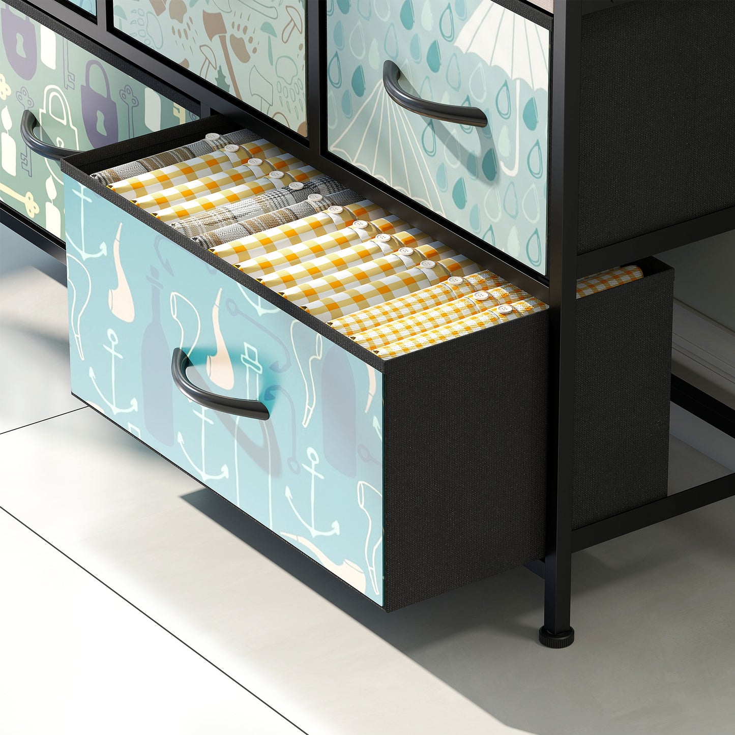 Larala Wooden Blue 5 Drawer Storage Chest