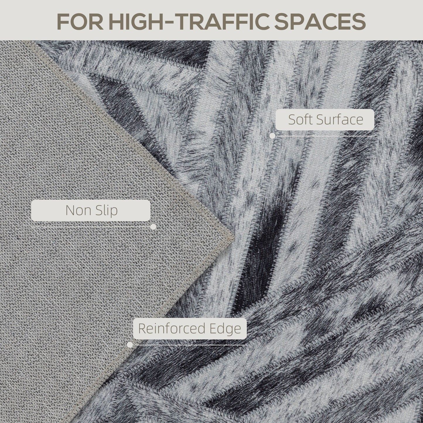 Lufana 290 x 200cm Chenille Black Triangle Pattern Non Slip Rug