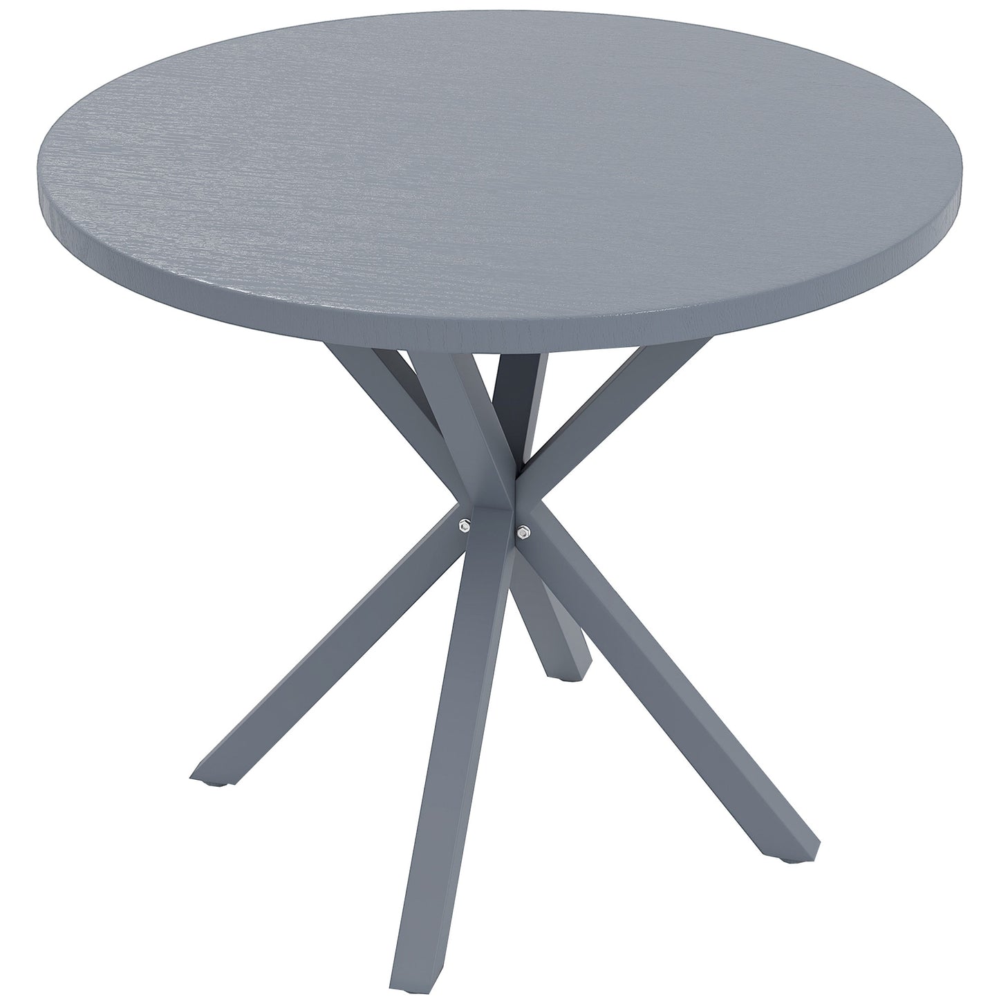 Revafa Metal Grey Round Garden Dining Table With Wood Effect