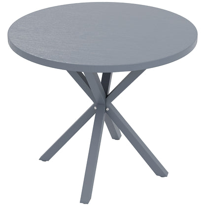 Revafa Metal Grey Round Garden Dining Table With Wood Effect