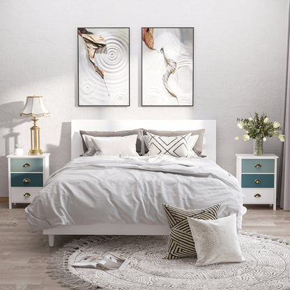 Dilosu Noka Set Of 2 Shabby Chic 3 Drawer Bedside Tables In Grey And Blue